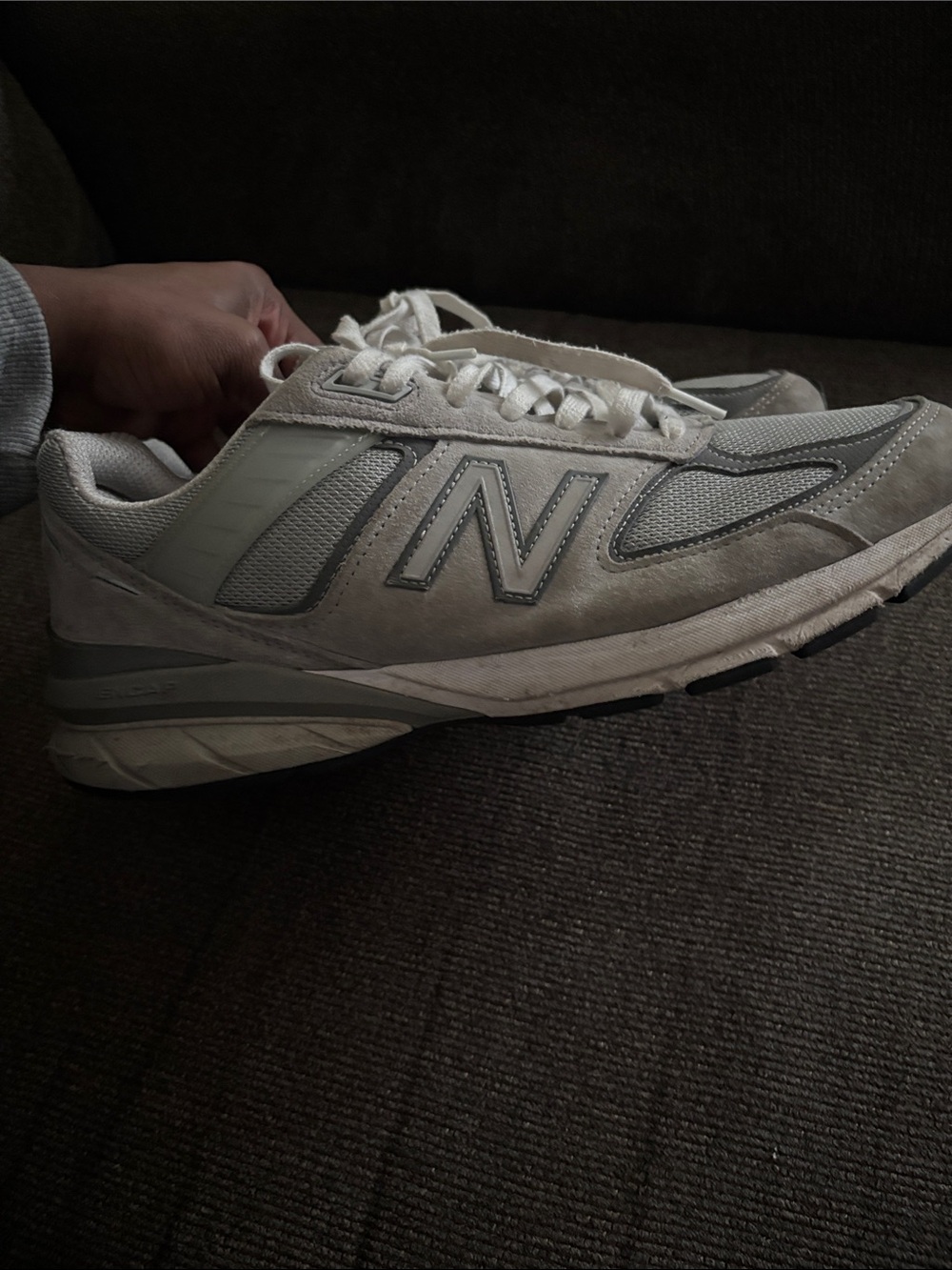 New Balance Men’s Athletic Sneaker in Light Gray and White